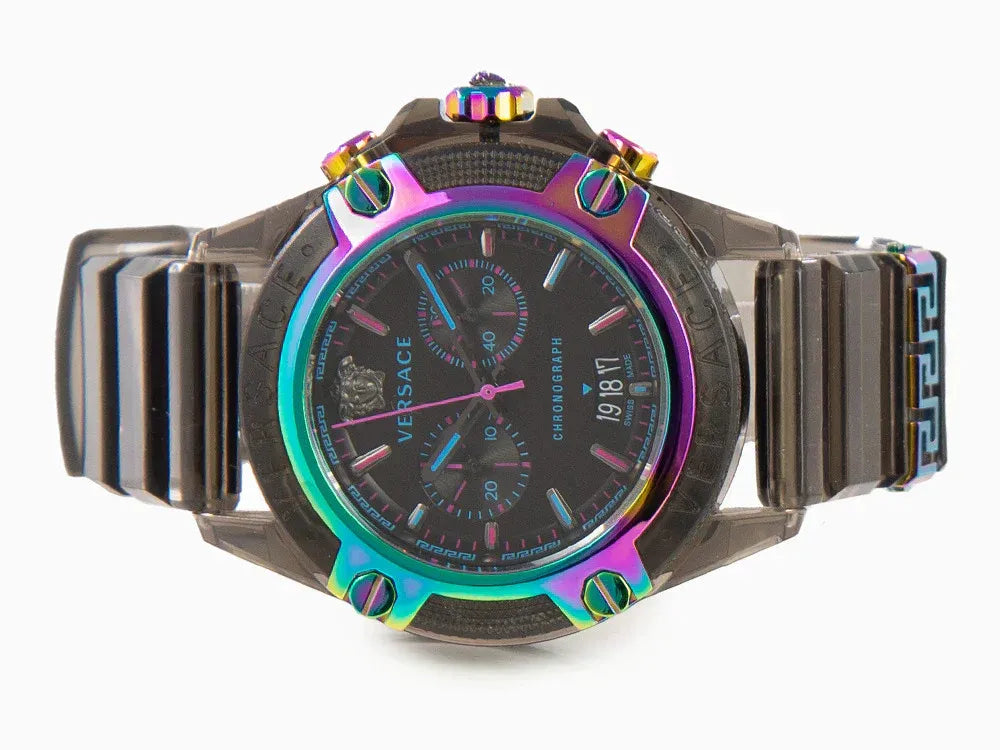  Shop Authentic Versace Icon Active Chronograph Black Dial Grey Silicone Strap Watch for Men - VEZ701022 - Luxxuri