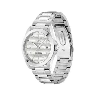 Hugo Boss Strike Silver Dial Silver Steel Strap Watch for Men - 1514176