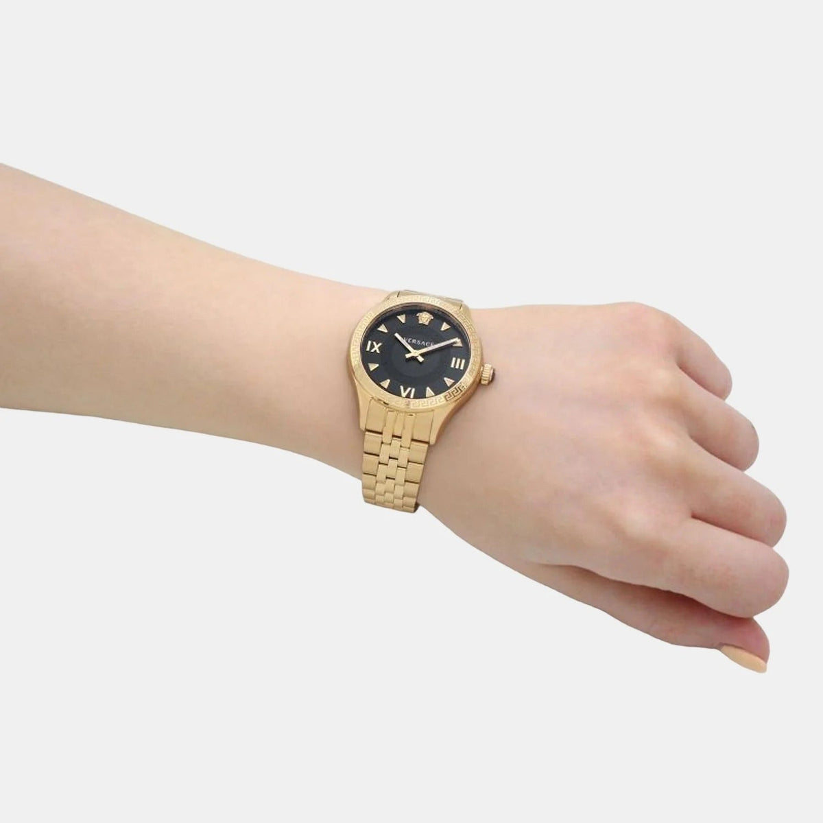  Shop Authentic Versace Hellenyium Quartz Black Dial Gold Steel Strap Watch for Women - VE2S00622 - Luxxuri