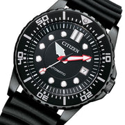 Citizen Mechanical Automatic Black Dial Black Rubber Strap Watch for Men - NJ0125-11E