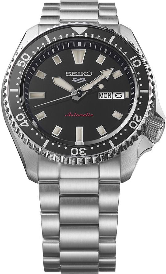 Seiko 5 Sports SKX Automatic Black Dial Silver Steel Strap Watch for Men - SRPL85K1