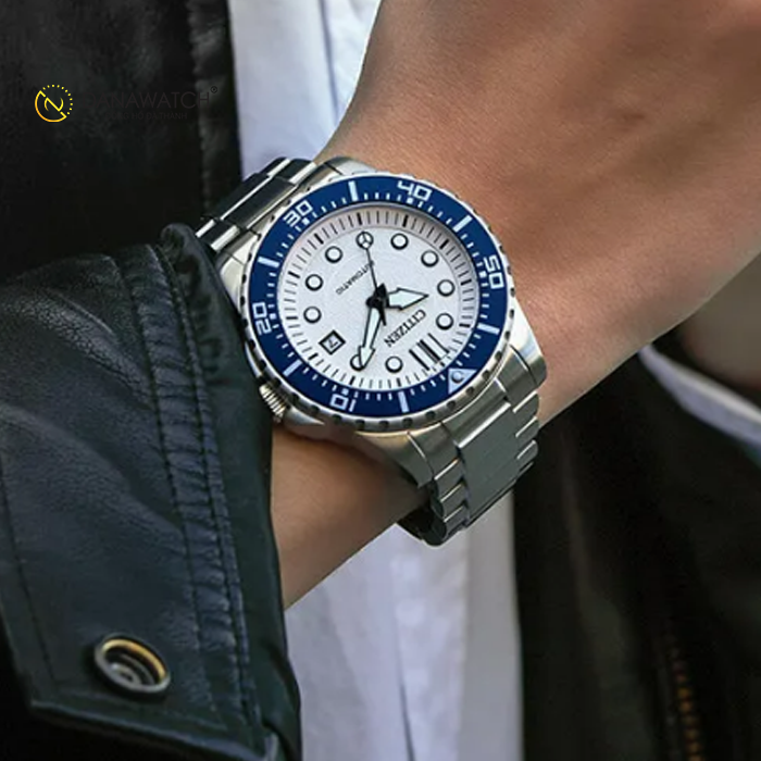 Citizen Mechanical Automatic White Dial Silver Steel Strap Watch for Men - NJ0171-81A