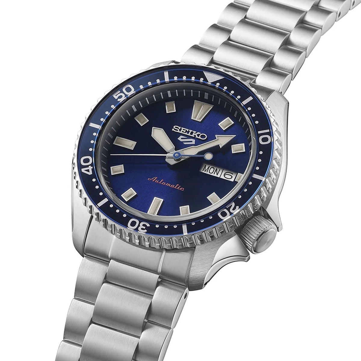 Seiko 5 Sports SKX Automatic Blue Dial Silver Steel Strap Watch for Men - SRPL83K1