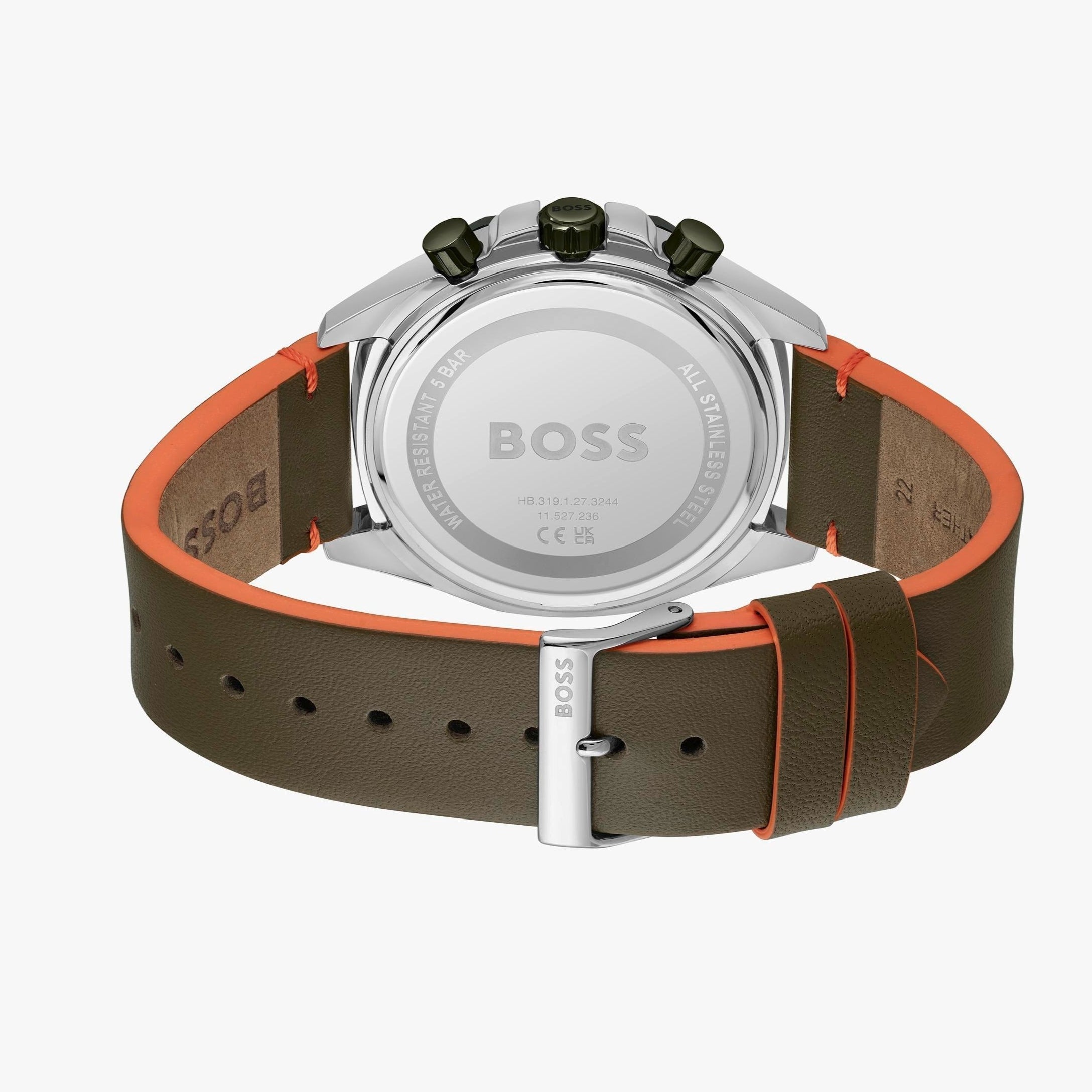  Shop Authentic Hugo Boss Cloud Chronograph Olive Green Dial Green Leather Strap Watch for Men - 1514018 - Luxxuri