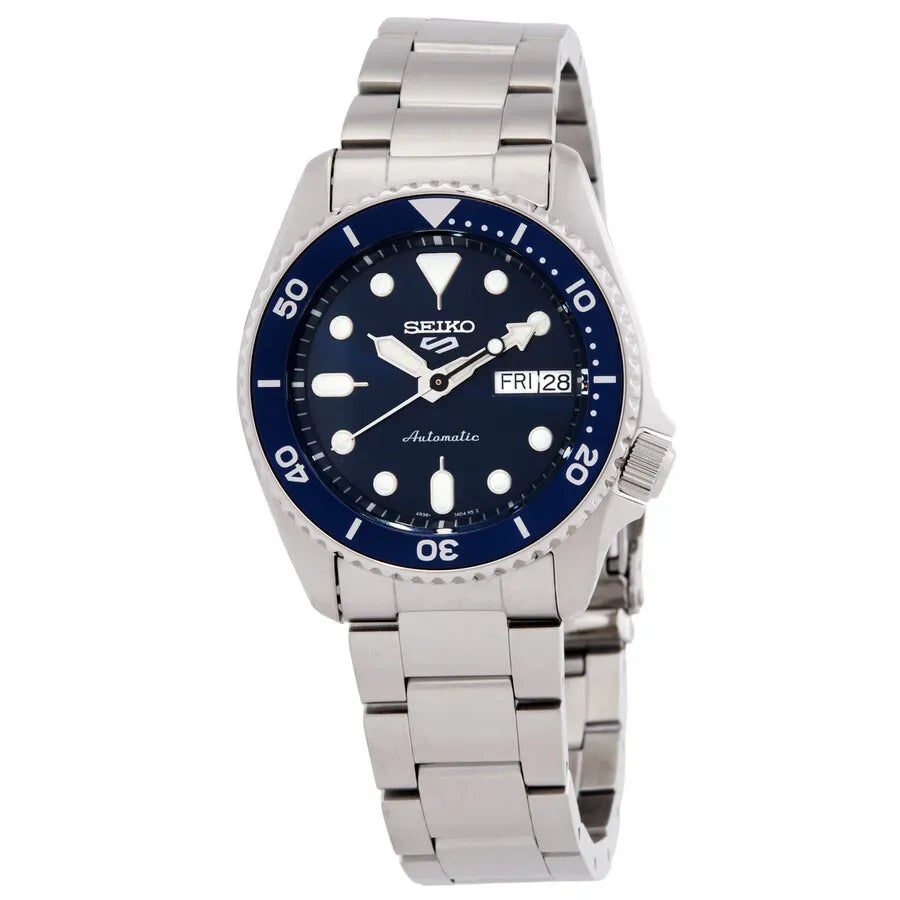 Seiko 5 Sports SKX Street Denim Blue Dial Silver Steel Strap Watch for Men - SRPL77K1