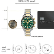  Shop Authentic Versace Greca Dome Chronograph Green Dial Two Tone Steel Strap Watch for Men - VE6K00423 - Luxxuri