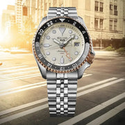  Shop Authentic Seiko 5 GMT Sport Asia Exclusive Limited Edition Off White Dial Silver Steel Strap Watch for Men - SSK046K1 - Luxxuri