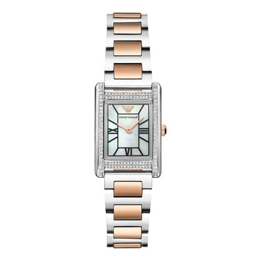 Emporio Armani Genni Mother of Pearl Dial Two Tone Steel Strap Watch for Women - AR11626