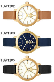 Tory Burch Collins Quartz White Dial Brown Leather Strap Watch for Women - TBW1202