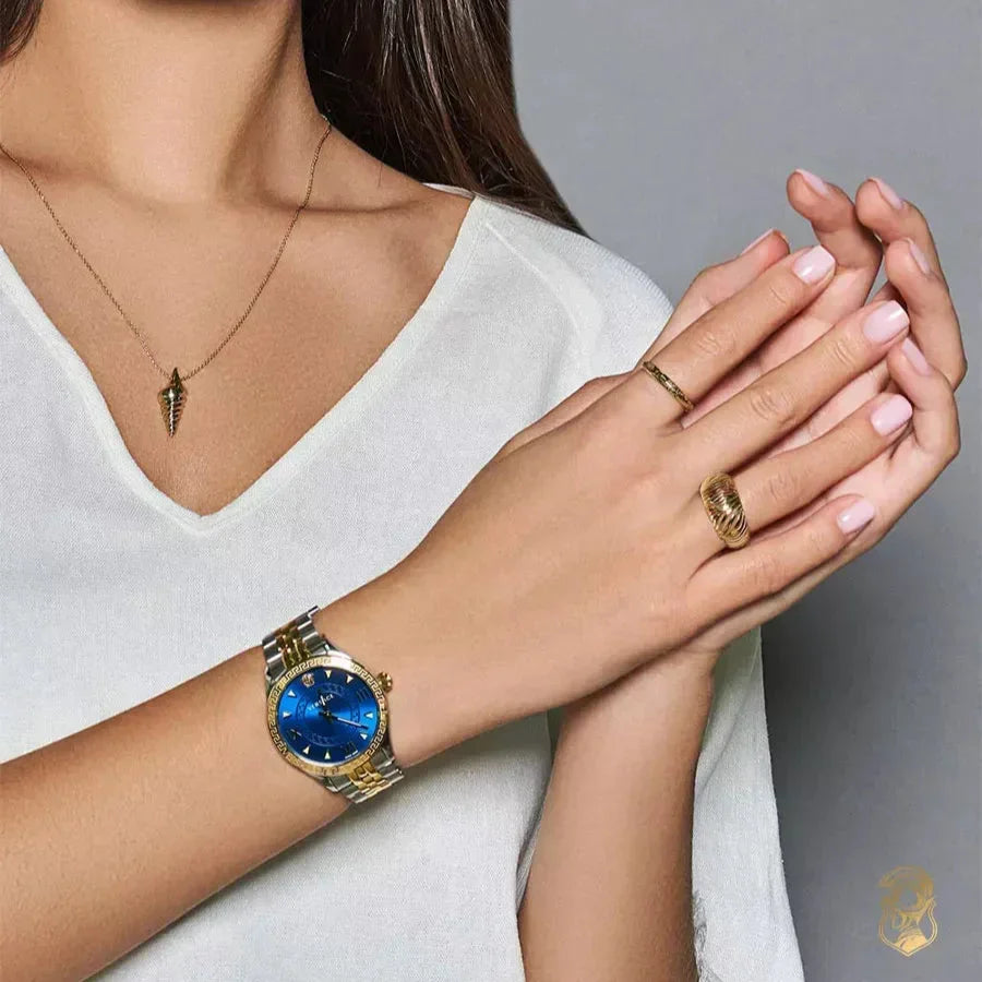  Shop Authentic Versace Hellenyium Quartz Blue Dial Two Tone Steel Strap Watch for Women - VE2S00522 - Luxxuri