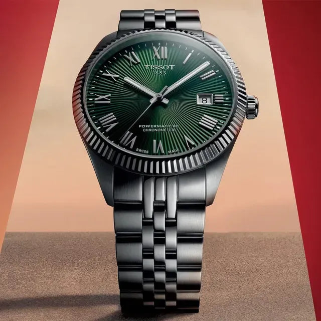 Tissot Ballade Powermatic 80 COSC Green Dial Silver Steel Strap Watch for Men - T156.408.11.093.00