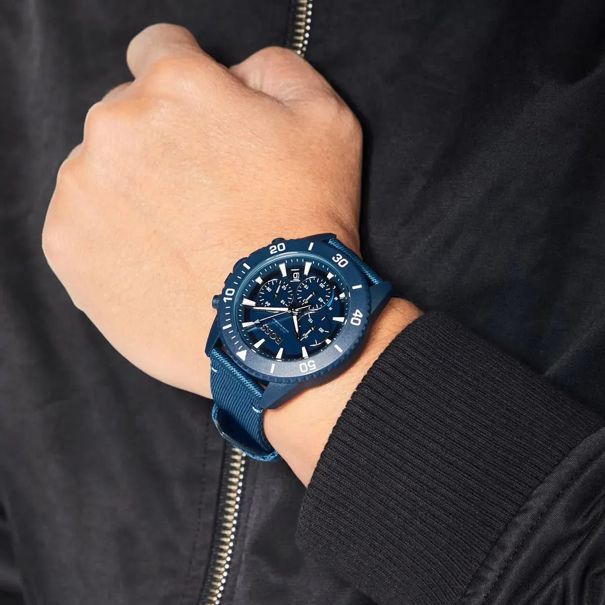  Shop Authentic Hugo Boss Admiral Chronograph Blue Dial Blue Nylon Strap Watch for Men - 1513919 - Luxxuri