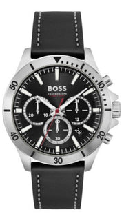  Shop Authentic Hugo Boss Troper Chronograph Black Dial Black Leather Strap Watch for Men - 1514055 - Luxxuri