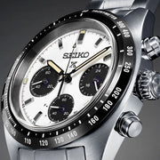Seiko Prospex Speedtimer Solar Chronograph White Dial Silver Steel Strap Watch for Men - SSC813