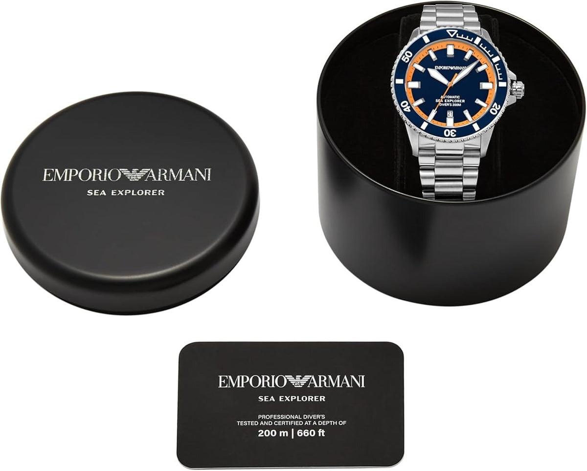 Emporio Armani Sea Explorer Blue Dial Silver Steel Strap Watch for Men - AR60090