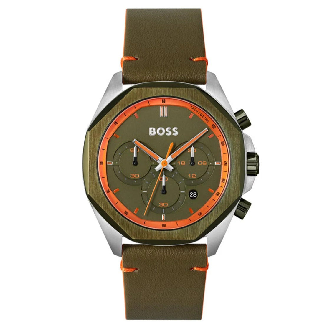  Shop Authentic Hugo Boss Cloud Chronograph Olive Green Dial Green Leather Strap Watch for Men - 1514018 - Luxxuri