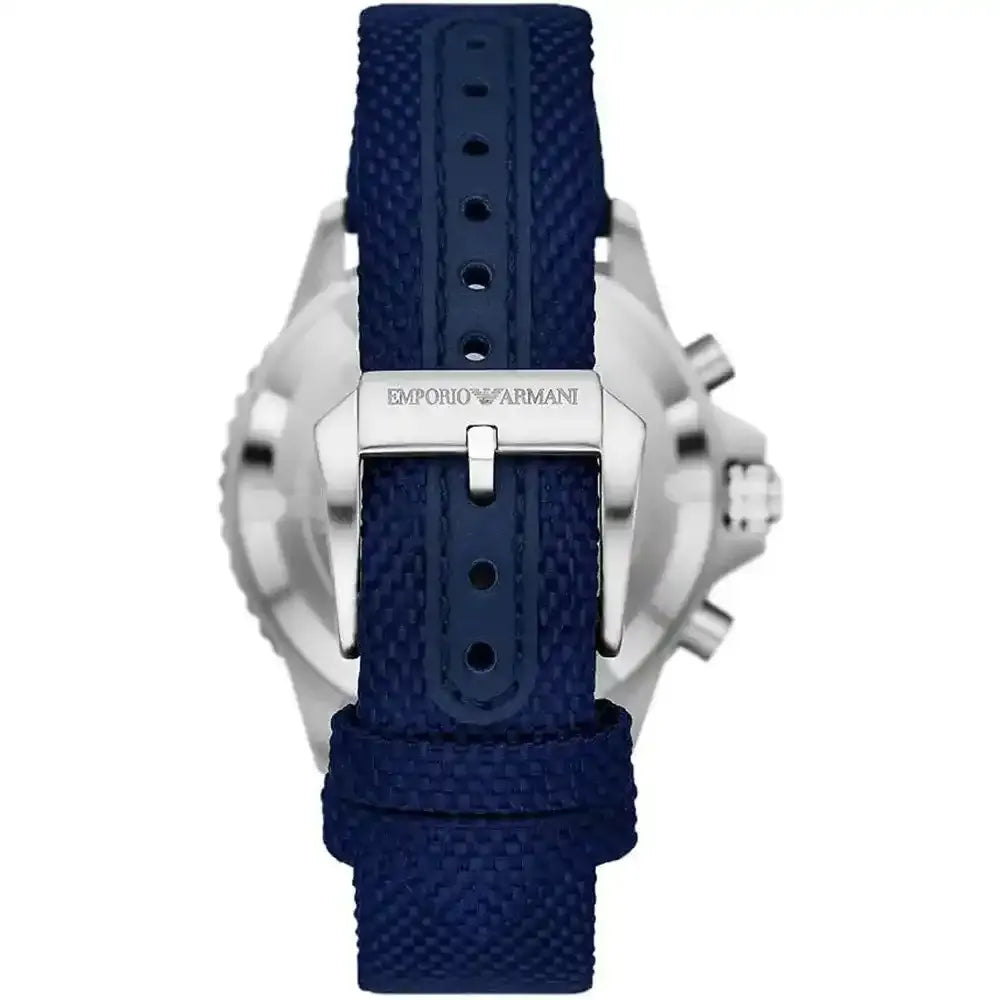 Emporio Armani World Explorer Chronograph Blue Dial Blue Nylon Strap Watch for Men - AR11588