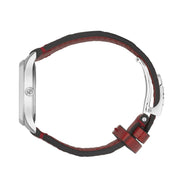 Gucci G Timeless Quartz Silver Dial Maroon Leather Strap Watch for Women - YA1265057