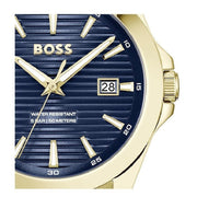 Hugo Boss Strike Blue Dial Gold Steel Strap Watch for Men - 1514172