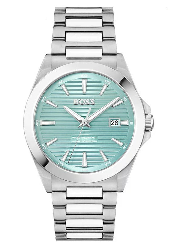 Hugo Boss Strike Turquoise Blue Dial Silver Steel Strap Watch for Men - 1514171