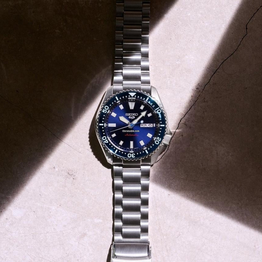 Seiko 5 Sports SKX Automatic Blue Dial Silver Steel Strap Watch for Men - SRPL83K1
