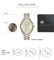 Emporio Armani Elegant Chronograph Cream Dial Two Tone Steel Strap Watch for Men - AR11605