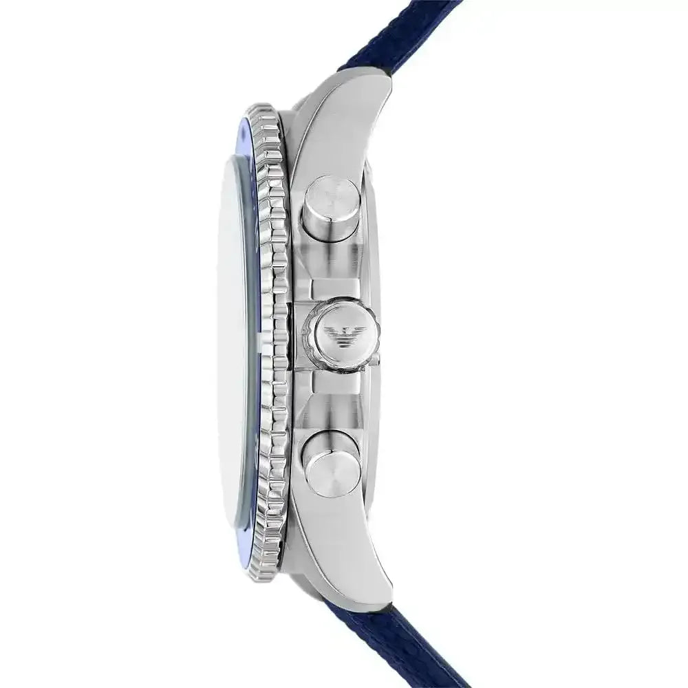 Emporio Armani World Explorer Chronograph Blue Dial Blue Nylon Strap Watch for Men - AR11588