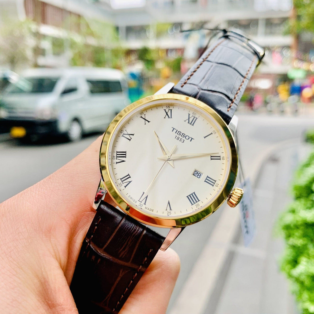 Tissot Classic Dream Ivory Dial Brown Leather Strap Watch for Men - T129.410.26.263.00