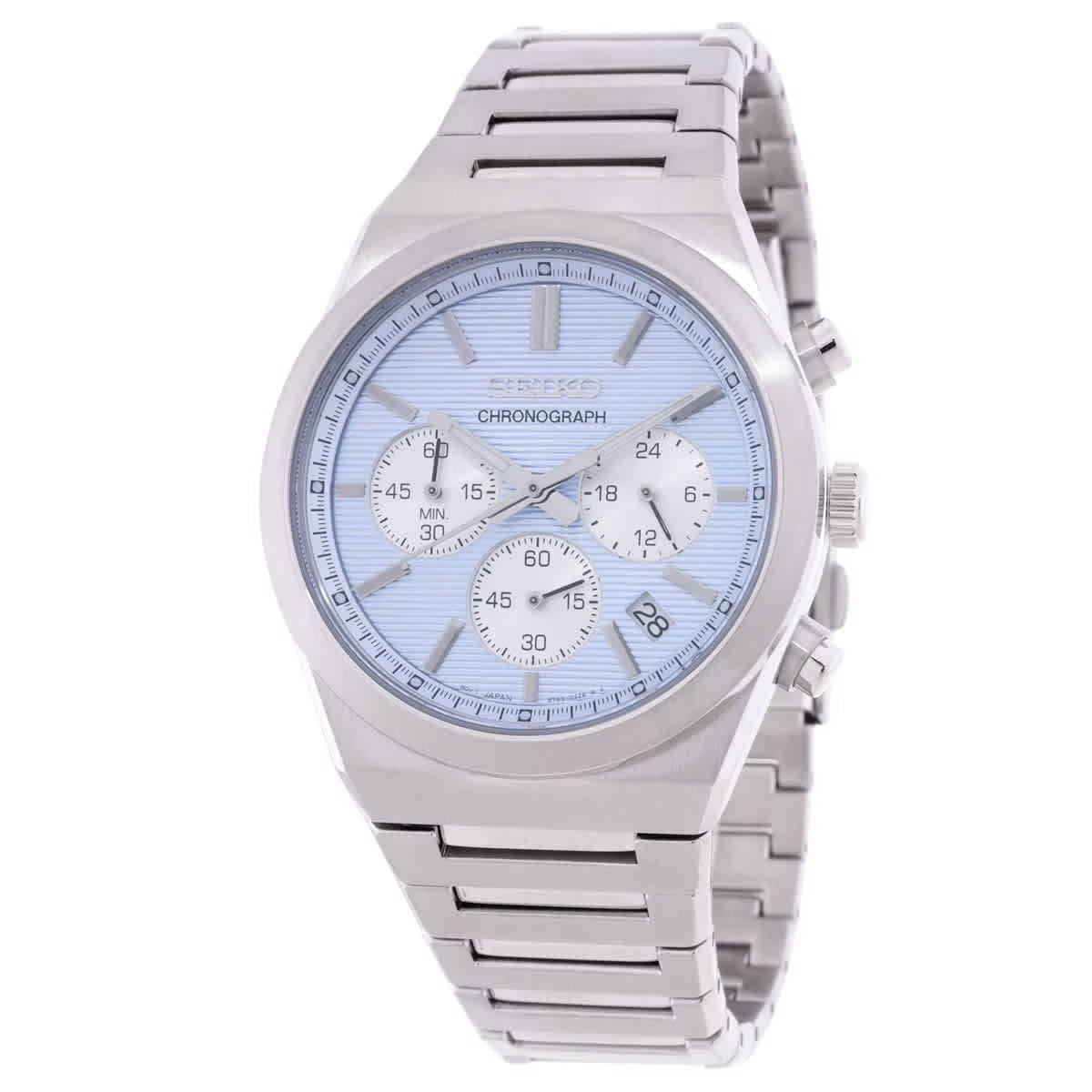 Seiko Conceptual Chronograph Ice Blue Dial Silver Steel Strap Watch for Men - SSB459P1