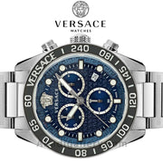  Shop Authentic Versace Greca Dome Chronograph Blue Dial Silver Steel Strap Watch for Men - VE6K00323 - Luxxuri