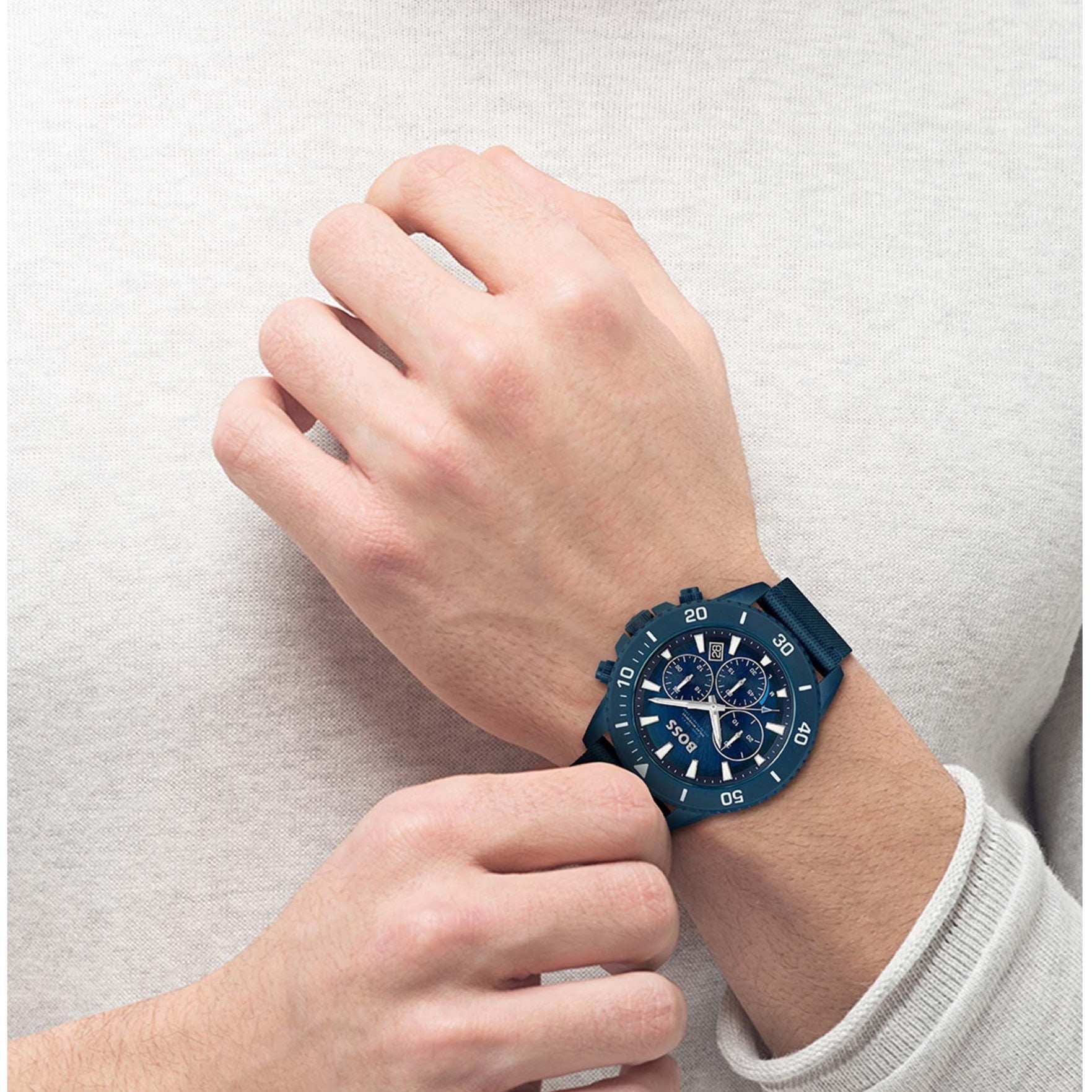  Shop Authentic Hugo Boss Admiral Chronograph Blue Dial Blue Nylon Strap Watch for Men - 1513919 - Luxxuri