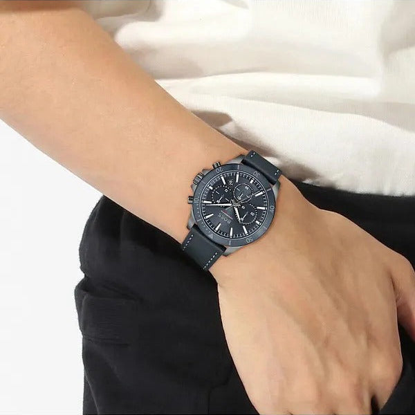  Shop Authentic Hugo Boss Troper Chronograph Blue Dial Blue Leather Strap Watch for Men - 1514056 - Luxxuri