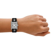  Shop Authentic Emporio Armani Classic Crystals Silver Dial Black Leather Strap Watch for Women - AR11660 - Luxxuri