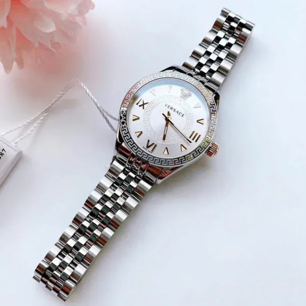  Shop Authentic Versace Hellenyium Quartz Silver Dial Silver Steel Strap Watch for Women - VE2S00322 - Luxxuri