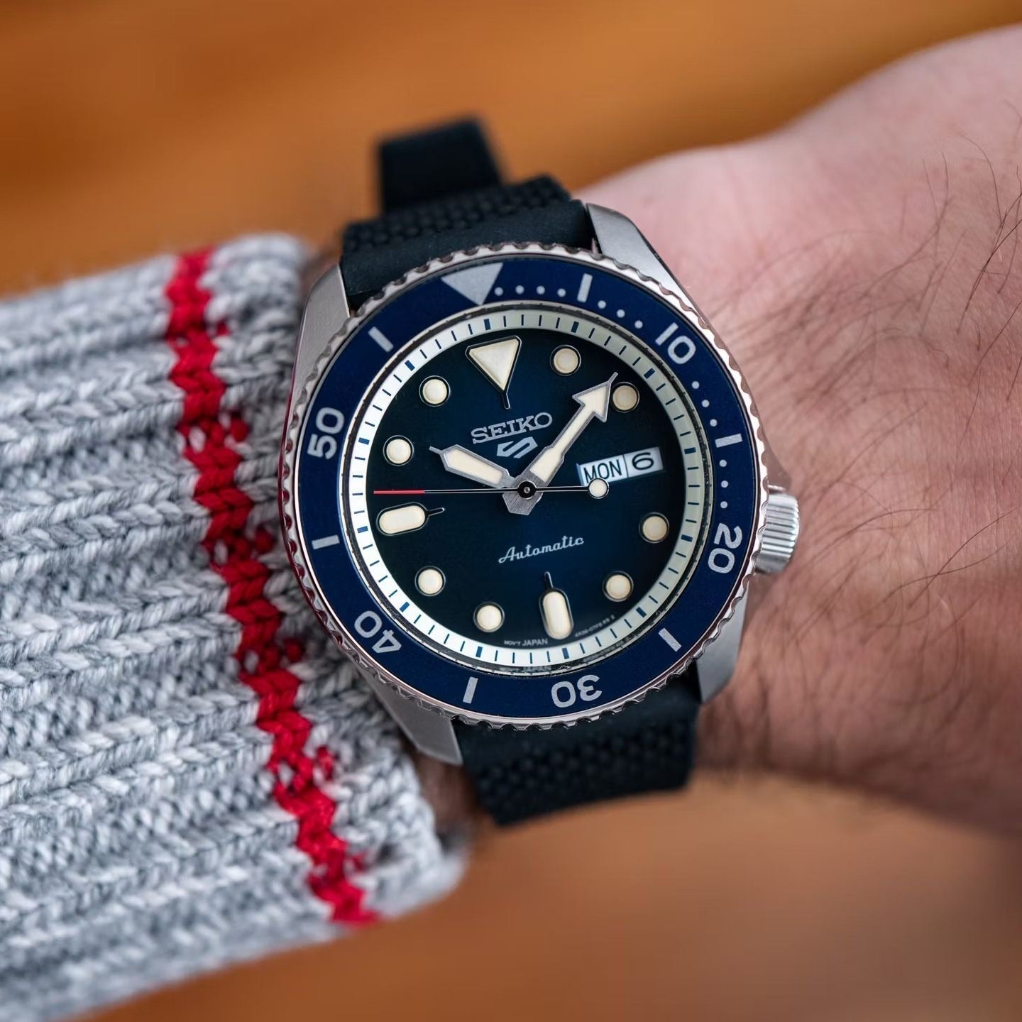 Seiko 5 Sports SKX Automatic Blue Dial Blue Silicone Strap Watch for Men - SRPD71K2