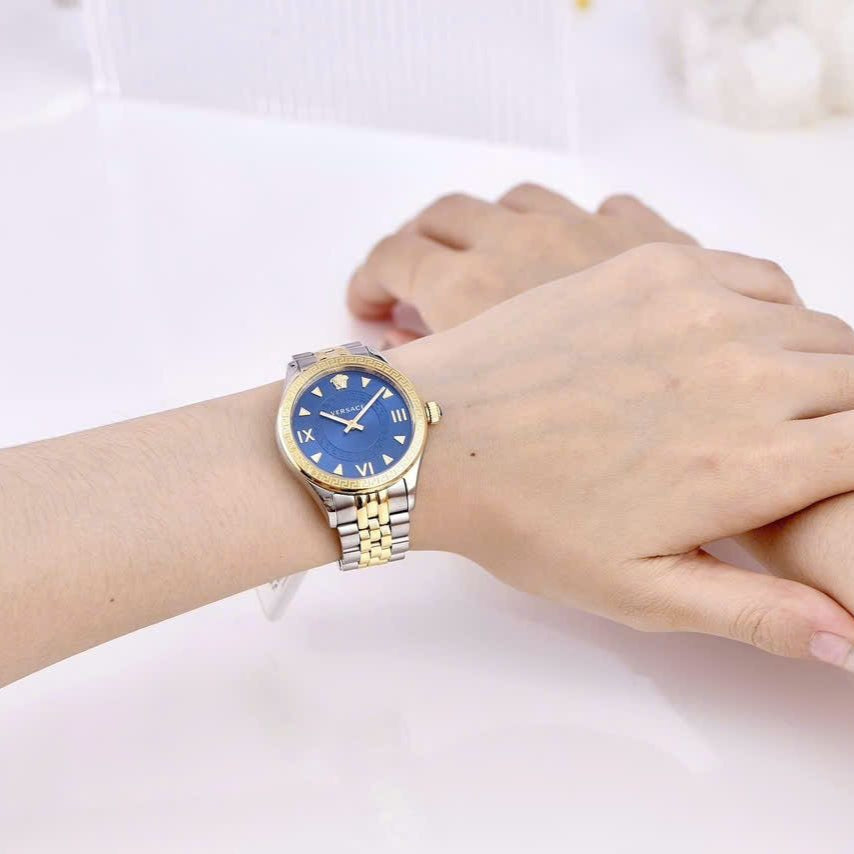  Shop Authentic Versace Hellenyium Quartz Blue Dial Two Tone Steel Strap Watch for Women - VE2S00522 - Luxxuri
