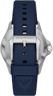 Emporio Armani World Explorer GMT Blue Dial Blue Rubber Strap Watch for Men - AR11592