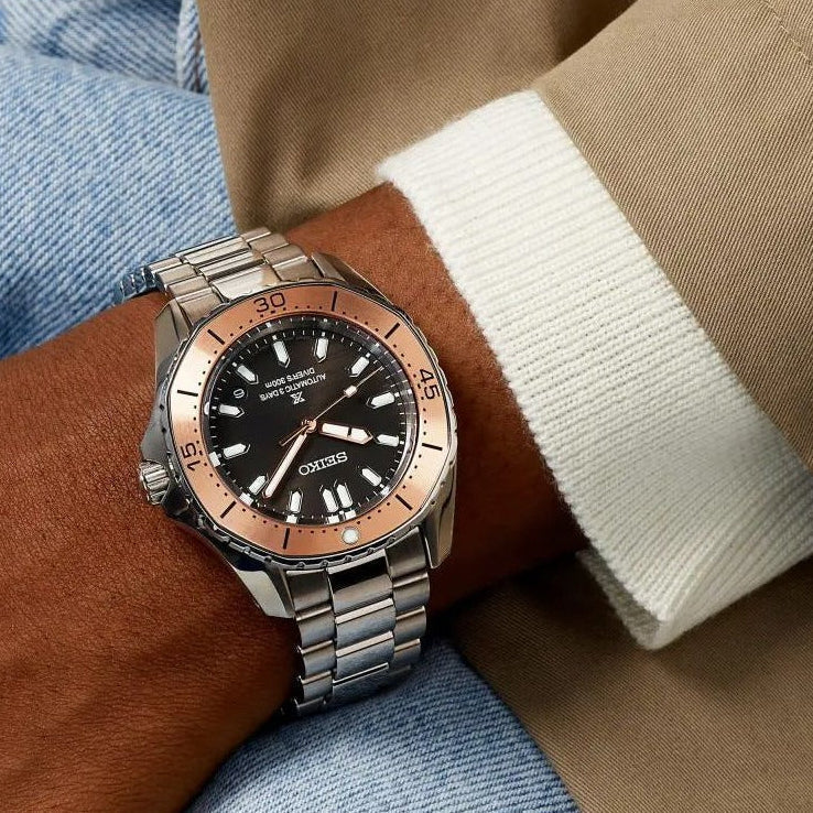 Seiko Prospex Polygonal Sea Diver Automatic Black Dial Silver Steel Strap Watch for Men - SPB485J1