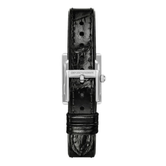  Shop Authentic Emporio Armani Classic Crystals Silver Dial Black Leather Strap Watch for Women - AR11660 - Luxxuri