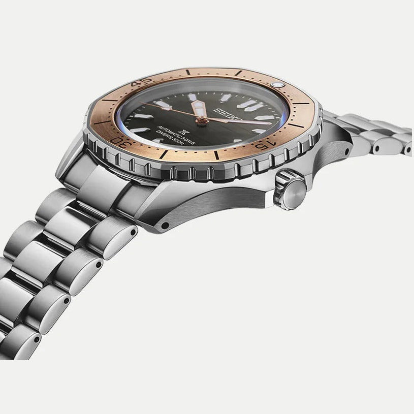 Seiko Prospex Polygonal Sea Diver Automatic Black Dial Silver Steel Strap Watch for Men - SPB485J1