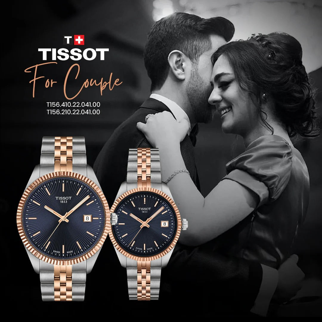 Tissot Ballade Quartz Blue Dial Two Tone Steel Strap Watch for Women - T156.210.22.041.00