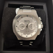  Shop Authentic Hugo Boss Taper Chronograph White Dial Silver Steel Strap Watch for Men - 1514087 - Luxxuri