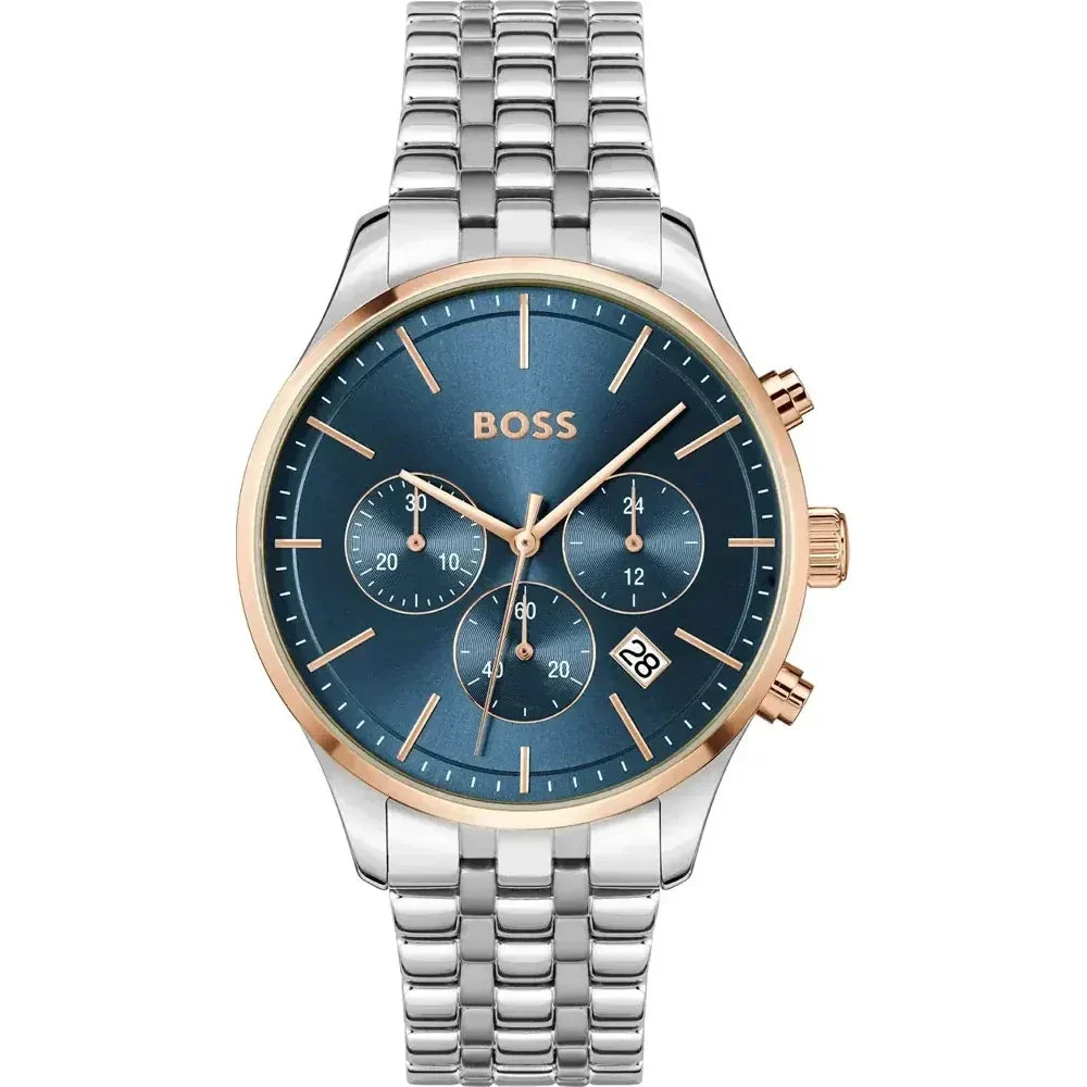  Shop Authentic Hugo Boss Avery Chronograph Blue Dial Silver Steel Strap Watch for Men - 1514158 - Luxxuri