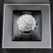  Shop Authentic Hugo Boss Aeroliner Chronograph Black Dial Black Leather Strap Watch for Men - 1512567 - Luxxuri
