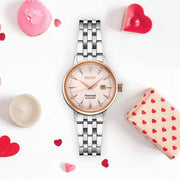Seiko Presage Cocktail Time Automatic Diamonds White Dial Silver Steel Strap Watch for Women - SRE012J1