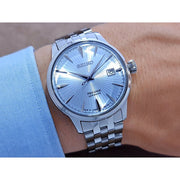 Seiko Presage Cocktail Time Automatic Ice Blue Dial Silver Steel Strap Watch for Men - SRPE19J1