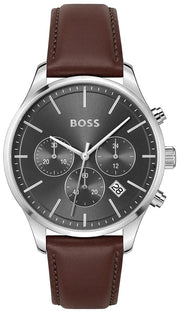  Shop Authentic Hugo Boss Avery Chronograph Grey Dial Brown Leather Strap Watch for Men - 1514155 - Luxxuri