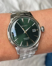 Seiko Presage Cocktail Time Automatic Green Dial Silver Steel Strap Watch for Men - SRPE15J1