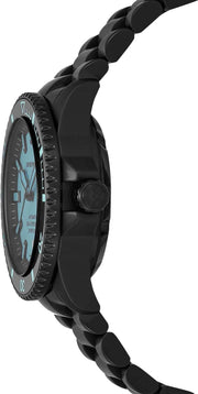 Emporio Armani Sea Explorer Turquoise Blue Dial Black Steel Strap Watch for Men - AR60084