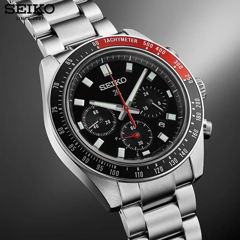  Shop Authentic Seiko Prospex Speedtimer Solar Chronograph Black Dial Silver Steel Strap Watch for Men - SSC915 - Luxxuri